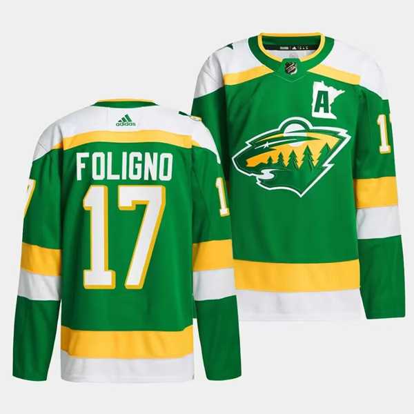 Mens Minnesota Wild #17 Marcus Foligno Green 2023-24 Stitched Jersey Dzhi